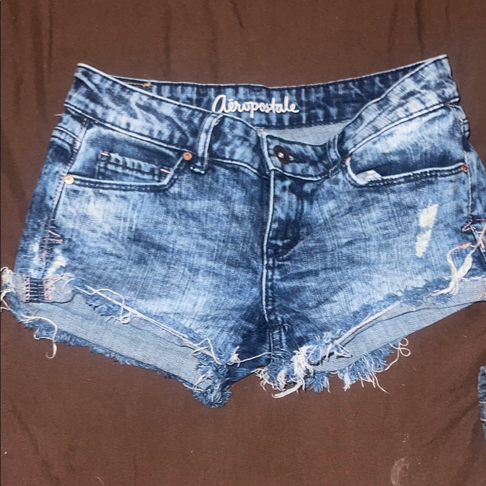 Aeropostale Blue Jean Shorts Distressed Cut-Off